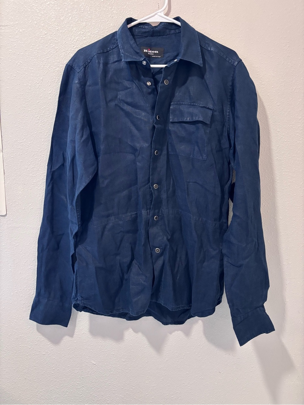 Kiton Navy Blue Lightweight Button-Up Shirt Jacket
